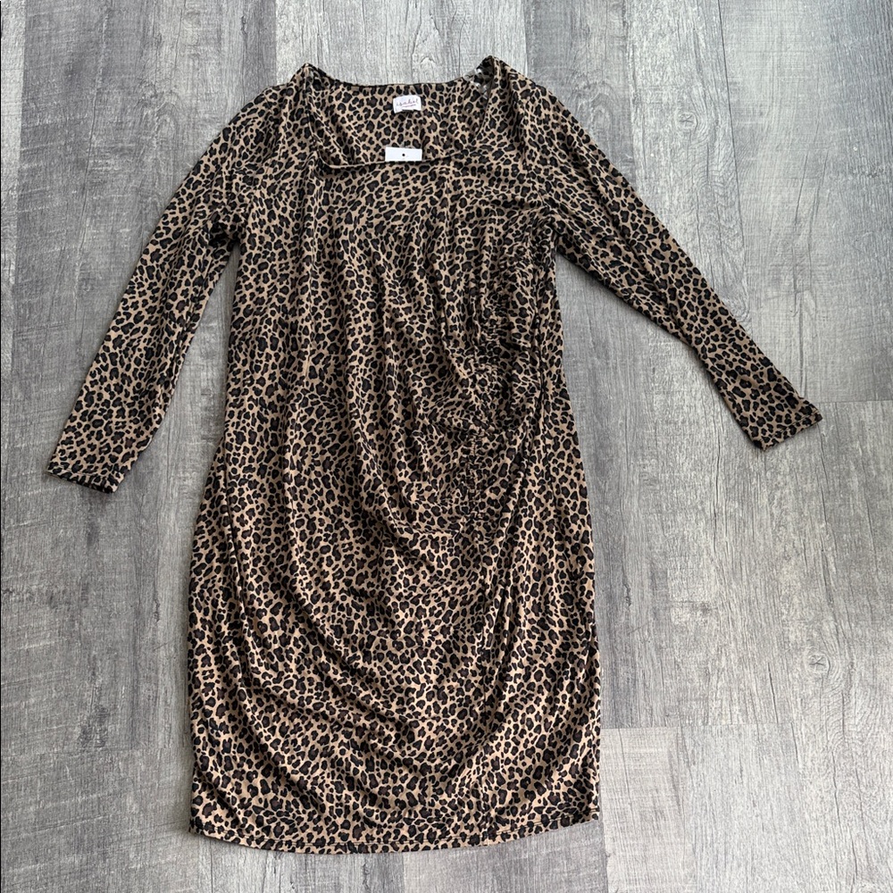 Isabel Maternity Leopard Print Long Sleeve Dress